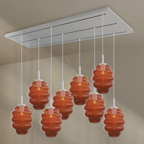 Check s.luce Echos 8-flammige Pendelleuchte Braun Glas Metall Ø 25 cm