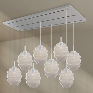 s.luce Echos 8-light glass pendant light, clear, 25 cm, modern, E27 small 2