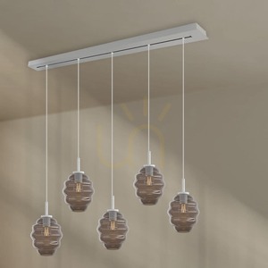s.luce Echos pendant light 5xE27 smoked glass Ø18 cm white 160 cm bar small 15