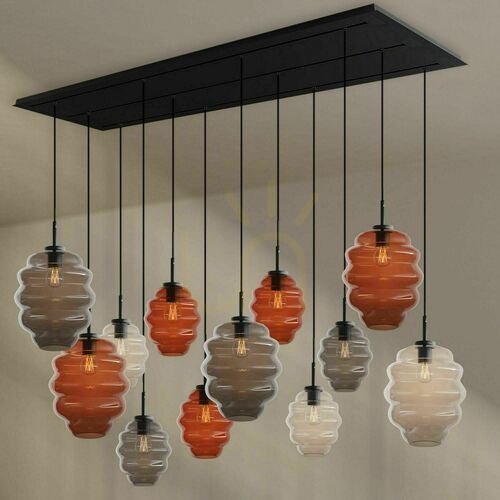 Check s.luce Echos 12-Light Dining Room Chandelier, Multicolor, Ø 18/25 cm