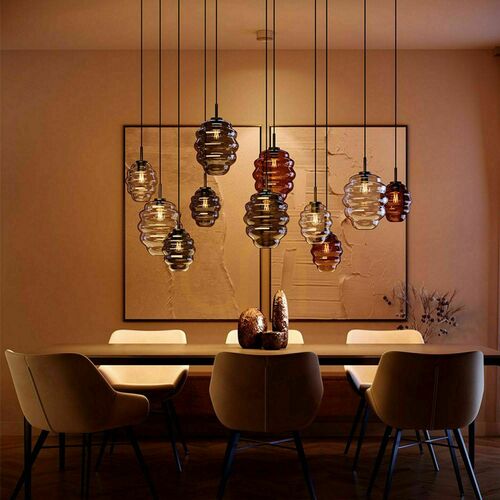 Check s.luce Echos Chandeliers Dining Room White Glass 12-Light Oval 200 cm