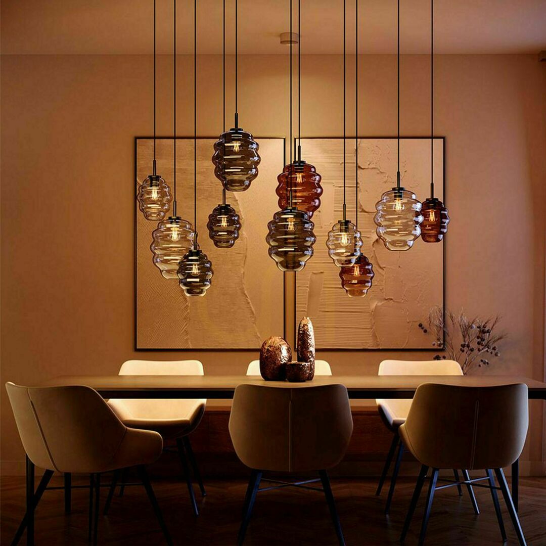 s.luce Echos 12-Light Dining Room Chandelier, Multicolor, 3 Rows, Ø 18/25 cm