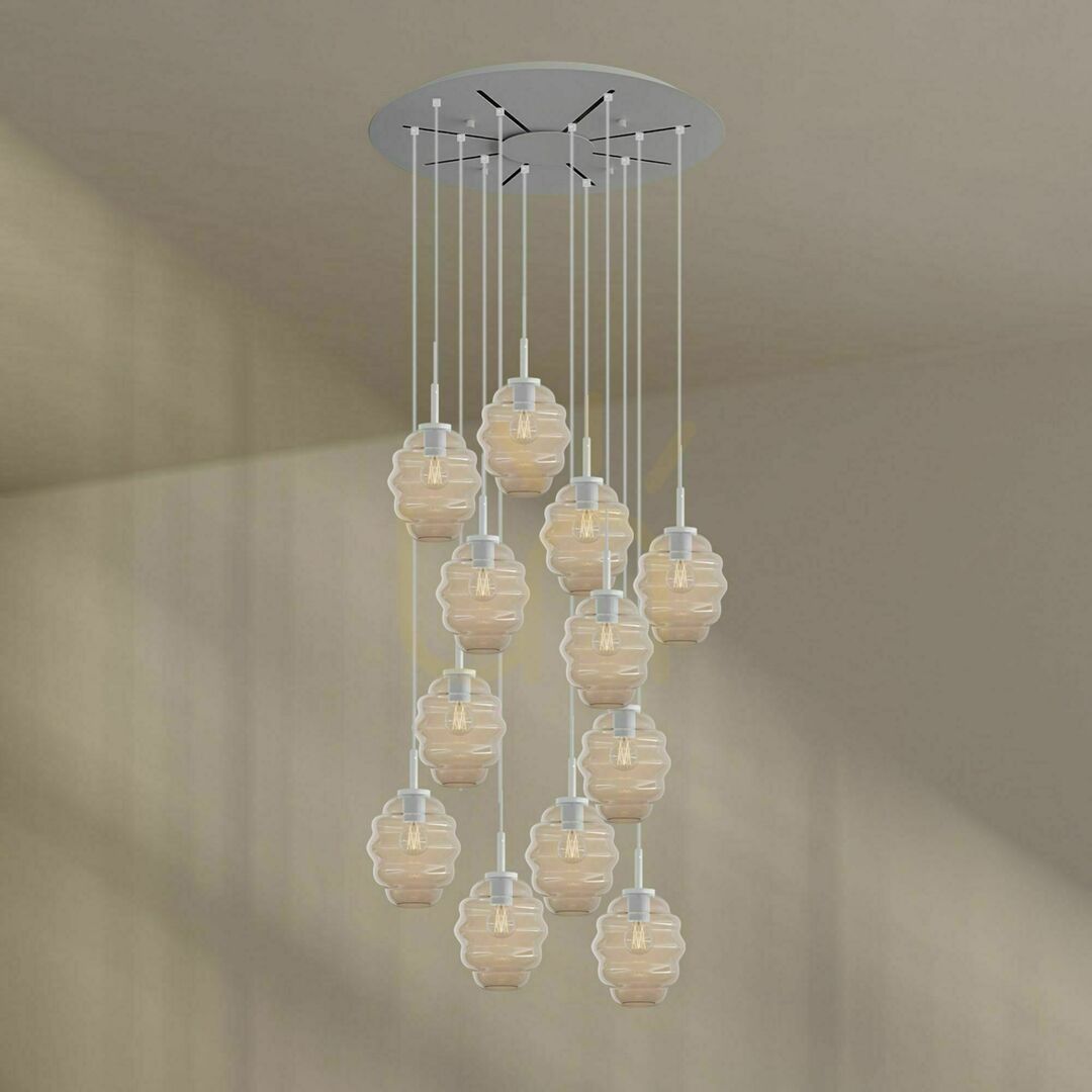 Preview s.luce Echos 12-arm gallery chandelier, glass, transparent, Ø 80 cm s.luce Echos 12-arm gallery chandelier, glass, transparent, Ø 80 cm
