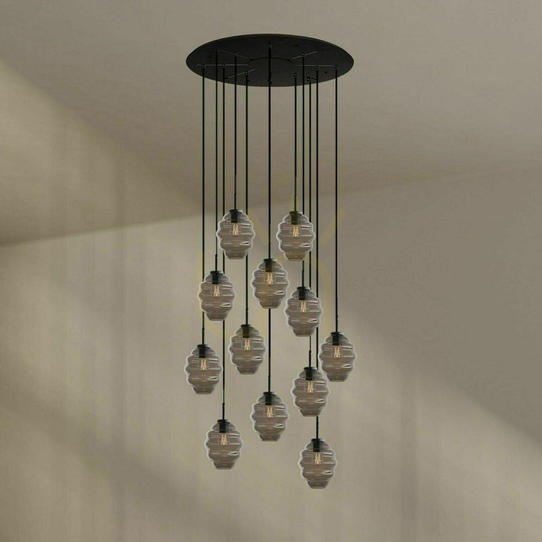 Preview s.luce Echos 12-Light Black Glass Metal Chandelier Ø 80 cm s.luce Echos 12-Light Black Glass Metal Chandelier Ø 80 cm