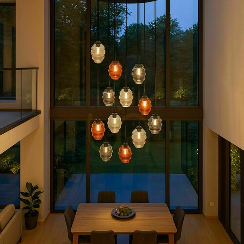 Check s.luce Echos 12-Light Glass Chandelier Ø 80 cm Transparent Modern