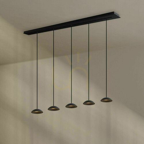 Check s.luce Santa Air LED 5-flammige schwarze Pendelleuchte für Esstisch 160 cm