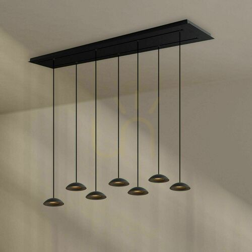 Check s.luce Santa LED chandelier black 8-light 160 cm dining table pendant light