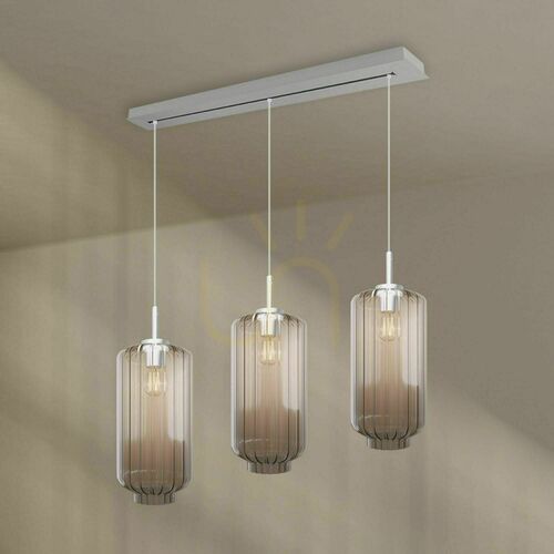 Check s.luce Velo 191004 — 3-light E27 pendant, white 120 cm canopy, clear glass Ø18 cm