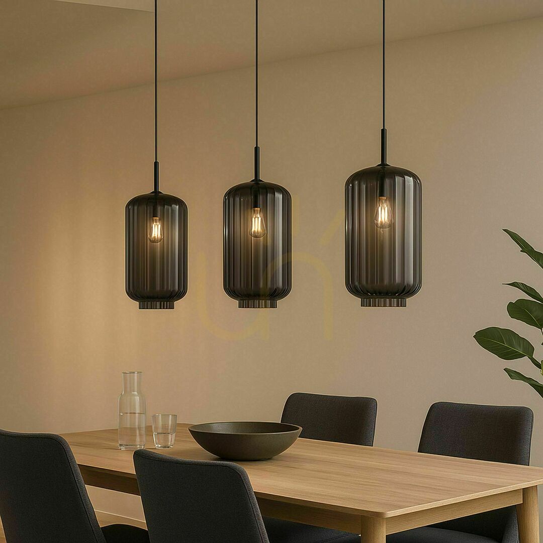 s.luce Velo 3-light pendant chandelier brown glass metal Ø18 cm, dining room