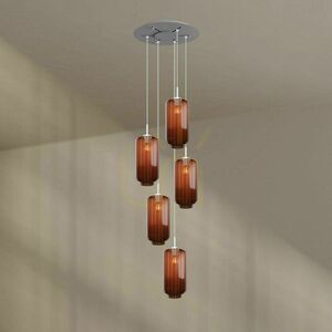 s.luce Velo 5-flammige Galerieleuchte Braun Glas Metall Ø 60 cm small 7