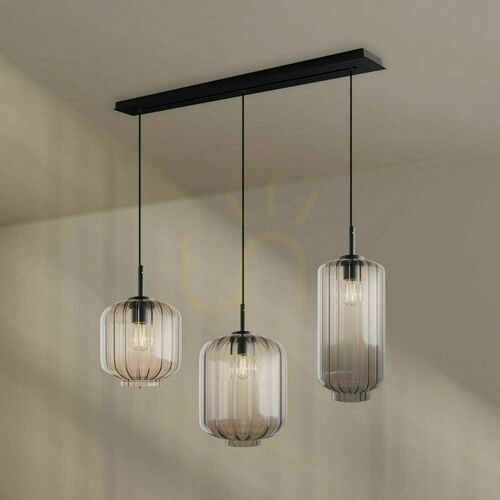 Check s.luce Velo pendant 3×E27, clear glass Ø 18/20/25 cm, black 120 cm canopy