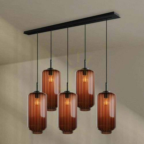 Check s.luce Velo 5-light black glass chandelier dining room modern Ø18 cm