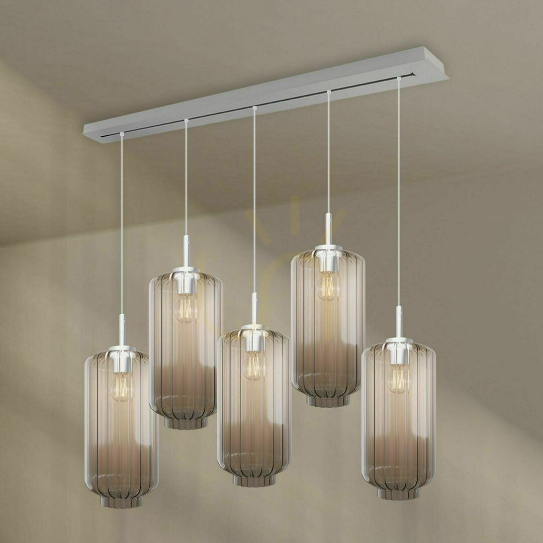 Show s.luce Velo 5-light Brown Glass Metal Dining Room Chandelier 160 cm s.luce Velo 5-light Brown Glass Metal Dining Room Chandelier 160 cm
