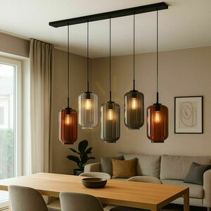 s.luce Velo 5-light Brown Glass Metal Dining Room Chandelier 160 cm 0 s.luce Velo 5-light Brown Glass Metal Dining Room Chandelier 160 cm small 0