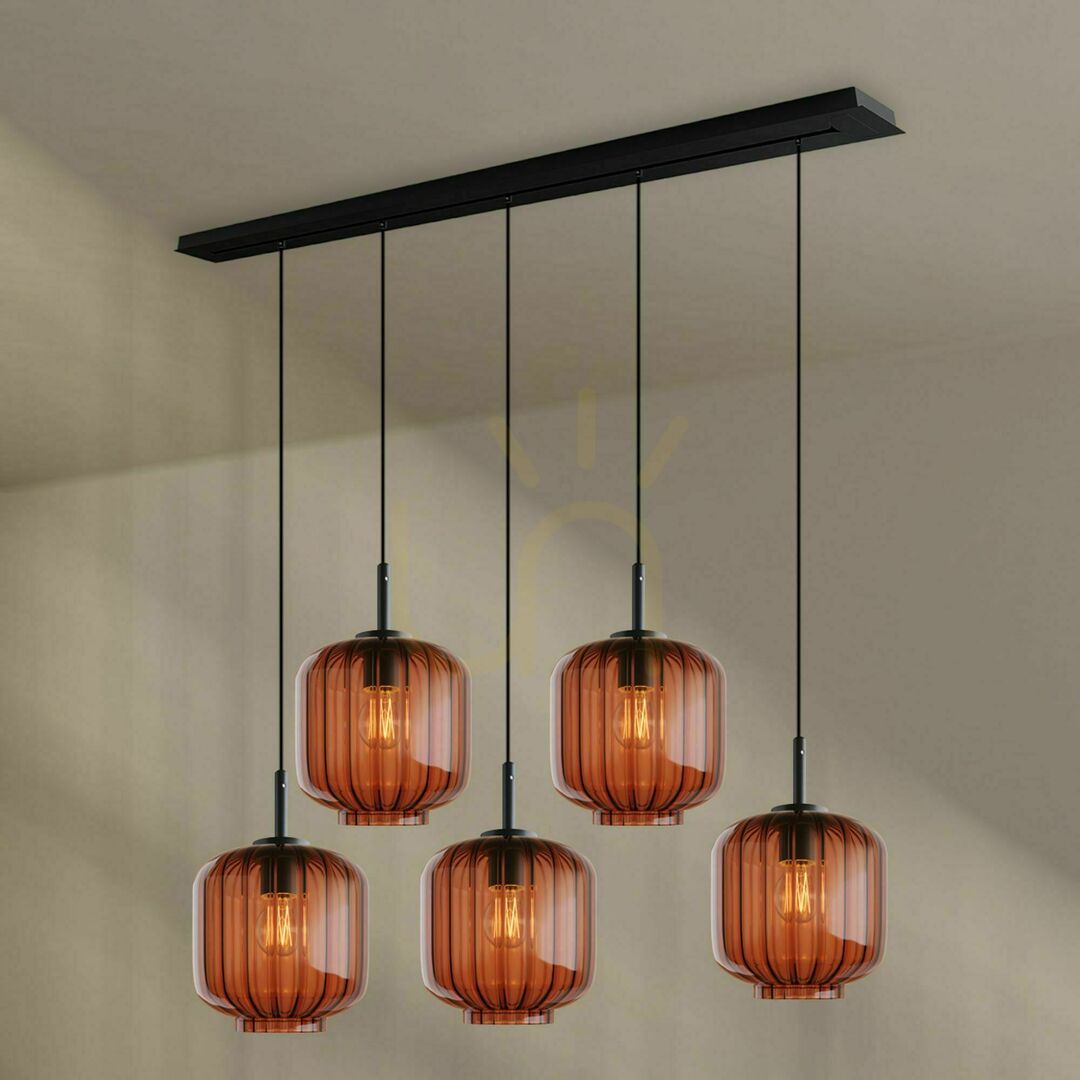 s.luce Velo 5-light chandelier multicolor Ø 20 cm minimalist dining room
