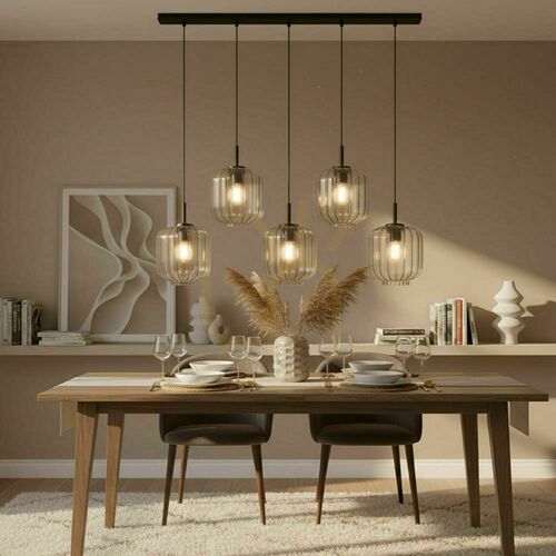 Check s.luce Velo 5-light glass chandelier transparent Ø20 cm 150 cm