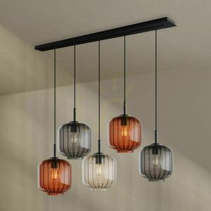 s.luce Velo 5-light chandelier black glass metal Ø20 cm small 8