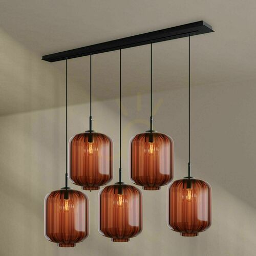 Check s.luce Velo 5-flammiger Glas Pendelleuchter Ø25 cm transparent modern