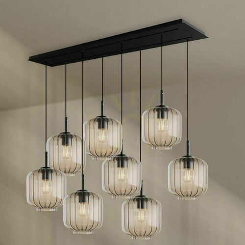 Check s.luce Velo 8-Light Glass Dining Room Chandelier Ø20 cm Transparent Modern