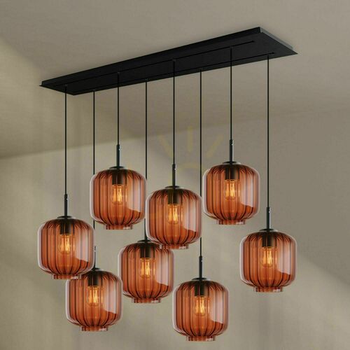Check s.luce Velo 8-arm Black Glass Chandelier Ø 20 cm Modern Dining Room