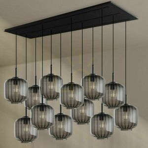 s.luce Velo 12-Light Pendant 200 cm, Smoked Glass Ø20 cm, White Canopy small 1