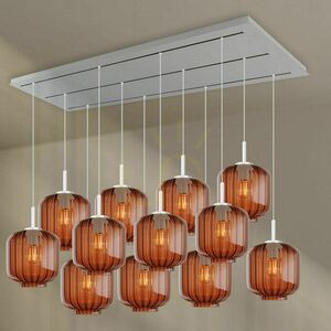 s.luce Velo 12-Light Pendant 200 cm, Smoked Glass Ø20 cm, White Canopy small 5