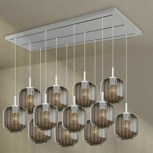 s.luce Velo 12-Light Pendant 200 cm, Smoked Glass Ø20 cm, White Canopy small 7