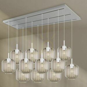 s.luce Velo 12-Light Pendant 200 cm, Smoked Glass Ø20 cm, White Canopy small 8