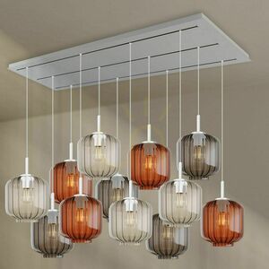 s.luce Velo 12-Light Pendant 200 cm, Smoked Glass Ø20 cm, White Canopy small 9