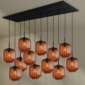 s.luce Velo 12-Light Pendant 200 cm, Smoked Glass Ø20 cm, White Canopy small 0