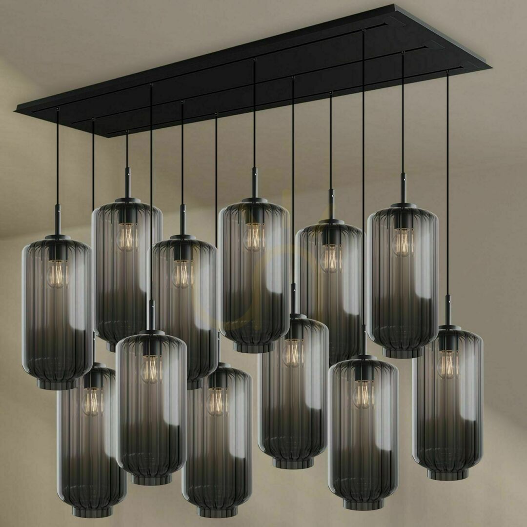View s.luce Velo 12-Light Brown Glass Metal Dining Room Chandelier Ø18 cm s.luce Velo 12-Light Brown Glass Metal Dining Room Chandelier Ø18 cm