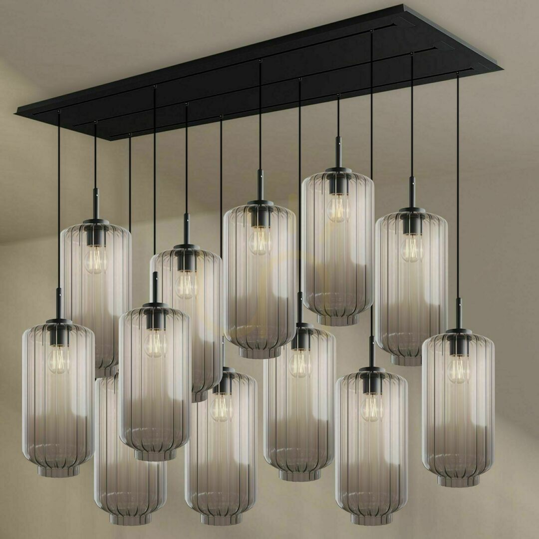 Display s.luce Velo 12-Light Brown Glass Metal Dining Room Chandelier Ø18 cm s.luce Velo 12-Light Brown Glass Metal Dining Room Chandelier Ø18 cm