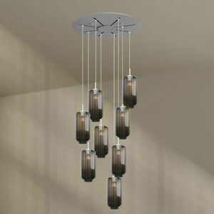 s.luce Velo 8-arm chandelier, Ø 80 cm, transparent glass, modern minimalist small 8