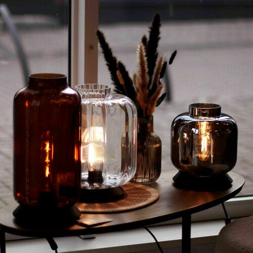 Check Table Lamp s.luce Velo Black Glass 36 cm E27 Dimmable with Switch