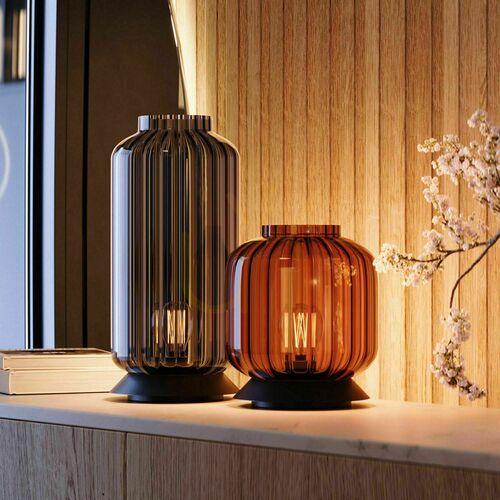 Check s.luce Velo Smoked Glass Table Lamp Ø 25 cm E27 with Switch