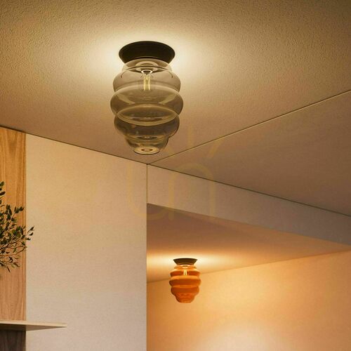 Check s.luce Echos Glass Brown Flush Ceiling Light E27