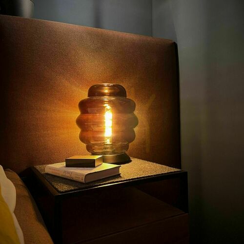 Check s.luce Echos Brown Glass Table Lamp, E27, 31 cm High