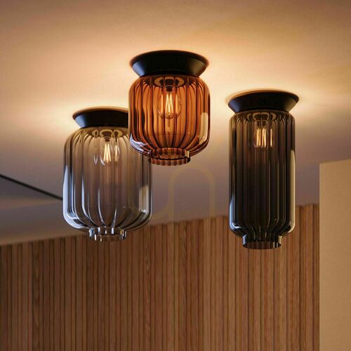 Check s.luce Velo Brown Glass Metal Flush Ceiling Light E27 25 cm