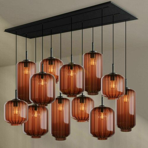 Check Pendant lamp s.luce Velo 12xE27 200 cm 3-row Ø 18/20/25 cm multicolour/black 194381