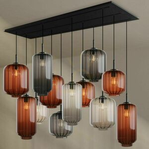 Pendant lamp s.luce Velo 12xE27 200 cm 3-row Ø 18/20/25 cm multicolour/black 194381 small 5