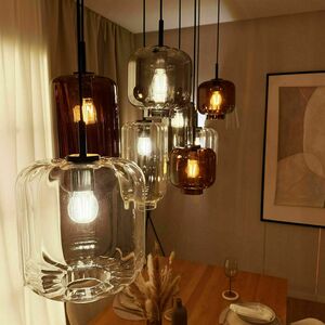 s.luce Velo Chandelier 12-Light Brown Glass Metal 3-Row Ø18/20/25 cm small 3