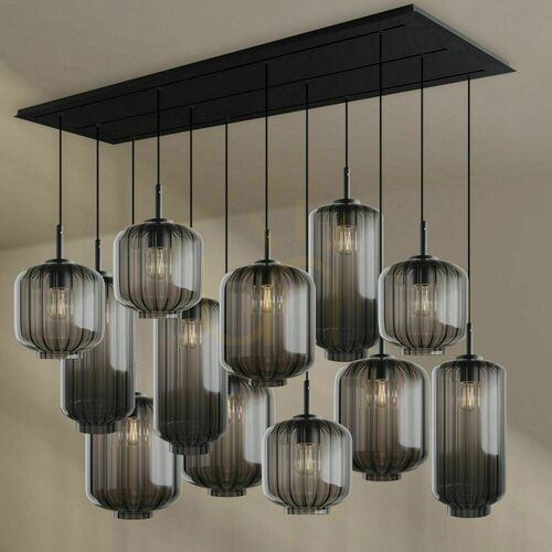 Check s.luce Velo 12-Light Black Glass Dining Room Chandelier 200 cm