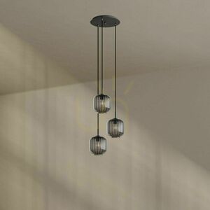 s.luce Velo 3-Light Pendant Lamp Brown Glass Metal Ø 20 cm small 2