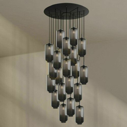 Check s.luce Velo 20-flammige Pendelleuchte Schwarz Glas Metall Ø 120 cm