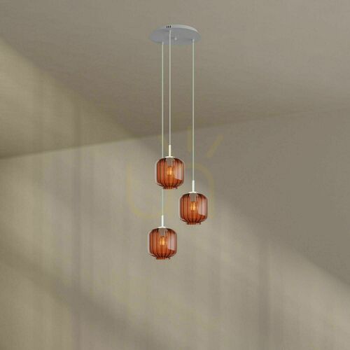 Check s.luce Velo 3-flammige Pendelleuchte Glas Braun Ø 20 cm