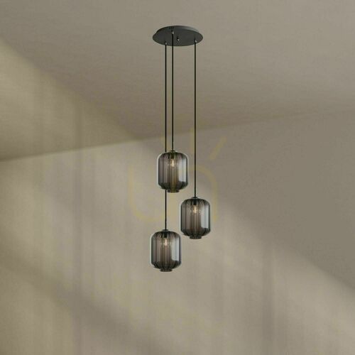 Check s.luce Velo 3-flammige Pendelleuchte Schwarz Glas Ø 25 cm