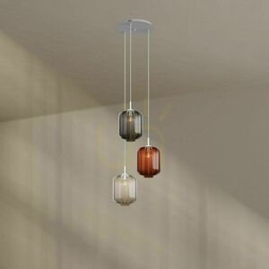 s.luce Velo 3-arm chandelier brown glass metal Ø 25 cm small 9