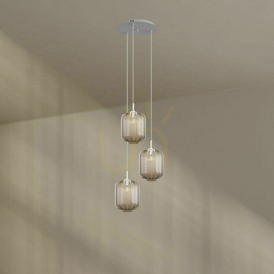 Display s.luce Velo 3-Light Chandelier White Glass Metal Ø25 cm s.luce Velo 3-Light Chandelier White Glass Metal Ø25 cm