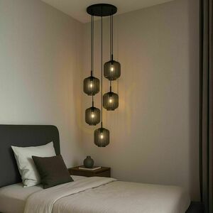 s.luce Velo 194437 5-light chandelier, clear glass Ø 25 cm, white suspension, 60 cm canopy small 1