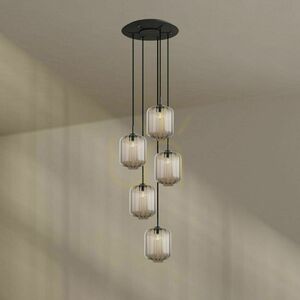 s.luce Velo 194437 5-light chandelier, clear glass Ø 25 cm, white suspension, 60 cm canopy small 10